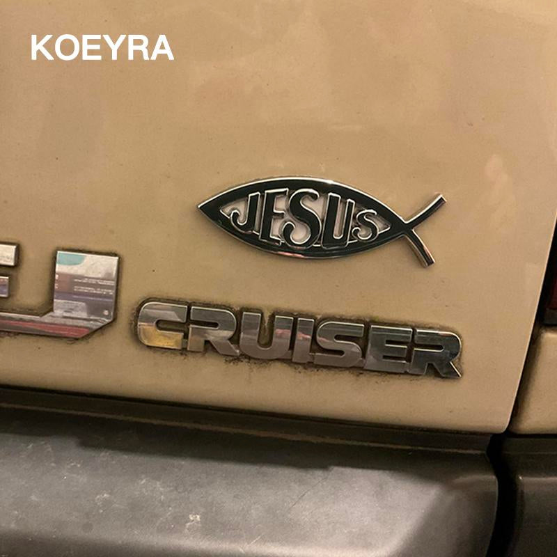 Jesus Fish Decal Car Sticker 3D Chrome Logo Religious God Christ Christian Symbol Perfect Gift for Christians