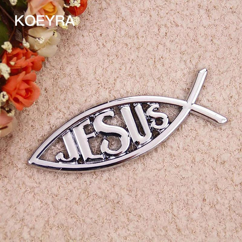 Jesus Fish Decal Car Sticker 3D Chrome Logo Religious God Christ Christian Symbol Perfect Gift for Christians