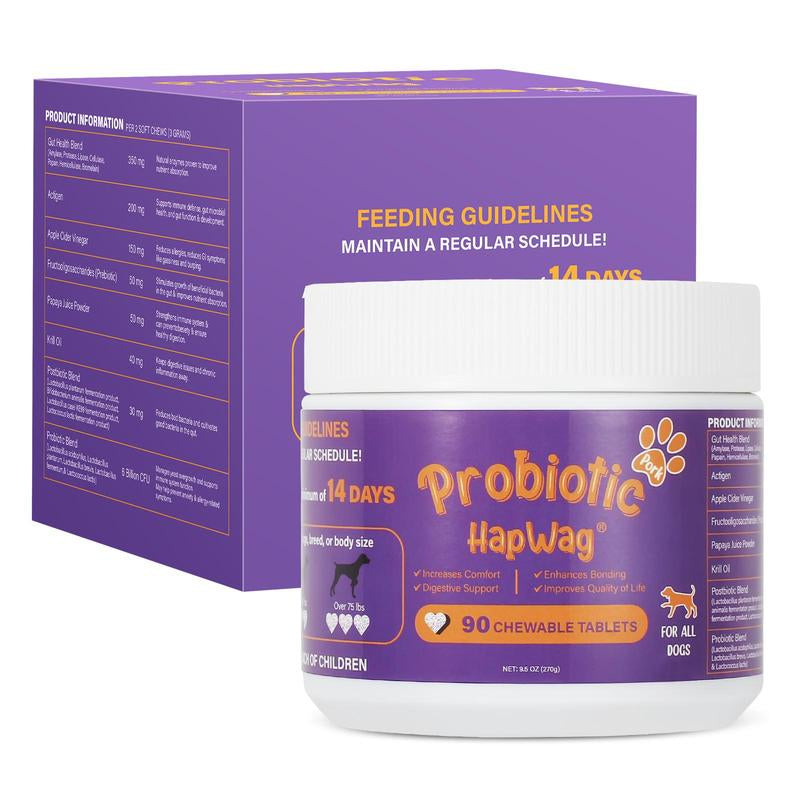 Hapwag 8-In-1 Multivitamin Soft Chews for Dogs – Probiotics, Gut & Immune Support – Pork Flavor – 90 Treats