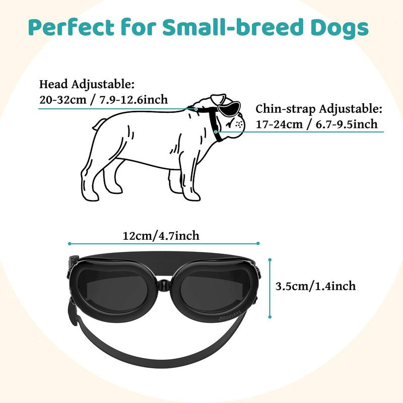 【Freeship】Vavopaw Dog Goggles Small Dog Sunglasses with Adjustable Band, Waterproof Windproof Snowproof Cool Glasses for Puppy and Cat, Black Dogaccessories Summer Dog Fashion Outdoor