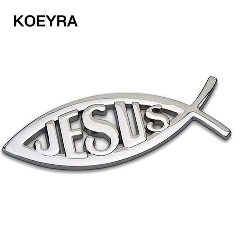 Jesus Fish Decal Car Sticker 3D Chrome Logo Religious God Christ Christian Symbol Perfect Gift for Christians