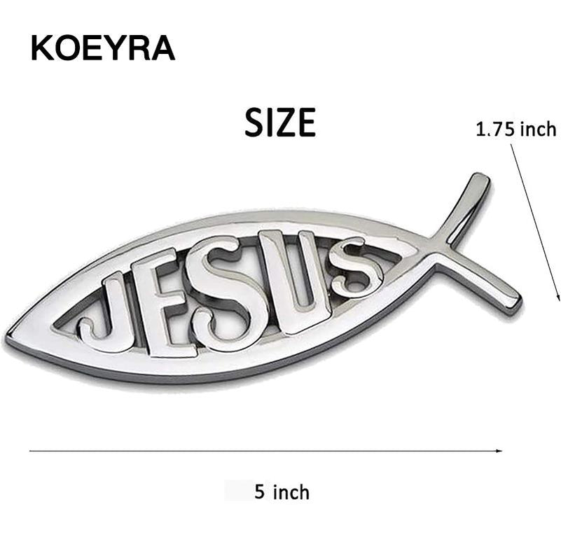 Jesus Fish Decal Car Sticker 3D Chrome Logo Religious God Christ Christian Symbol Perfect Gift for Christians