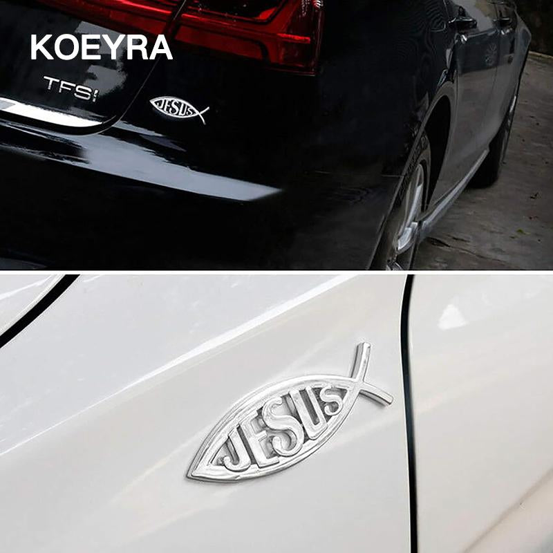 Jesus Fish Decal Car Sticker 3D Chrome Logo Religious God Christ Christian Symbol Perfect Gift for Christians