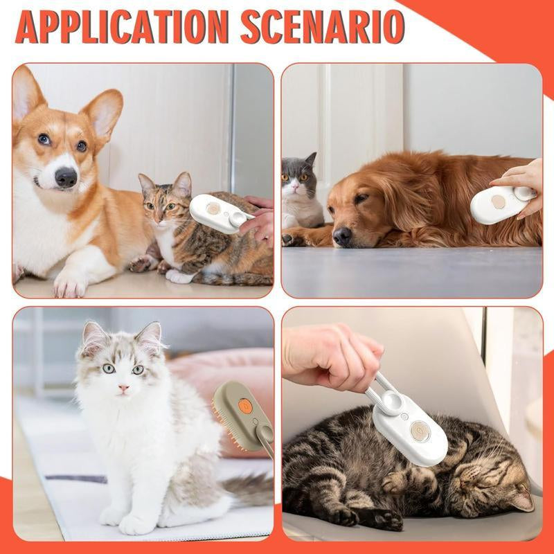 Steam Pet Brush for Pet Hair 3-IN-1 Steamy Cat Brush Grooming Comb for Dog Steam Brush for Cats Remove Flying Fur Steam Advanced Pet Hair Removal Comb Pet Pal Brush Cleaning,Pet Steam Brush,Cat Dog Hair Remover, Adjustable Pet Hair Remover,Pet Steamy Mist