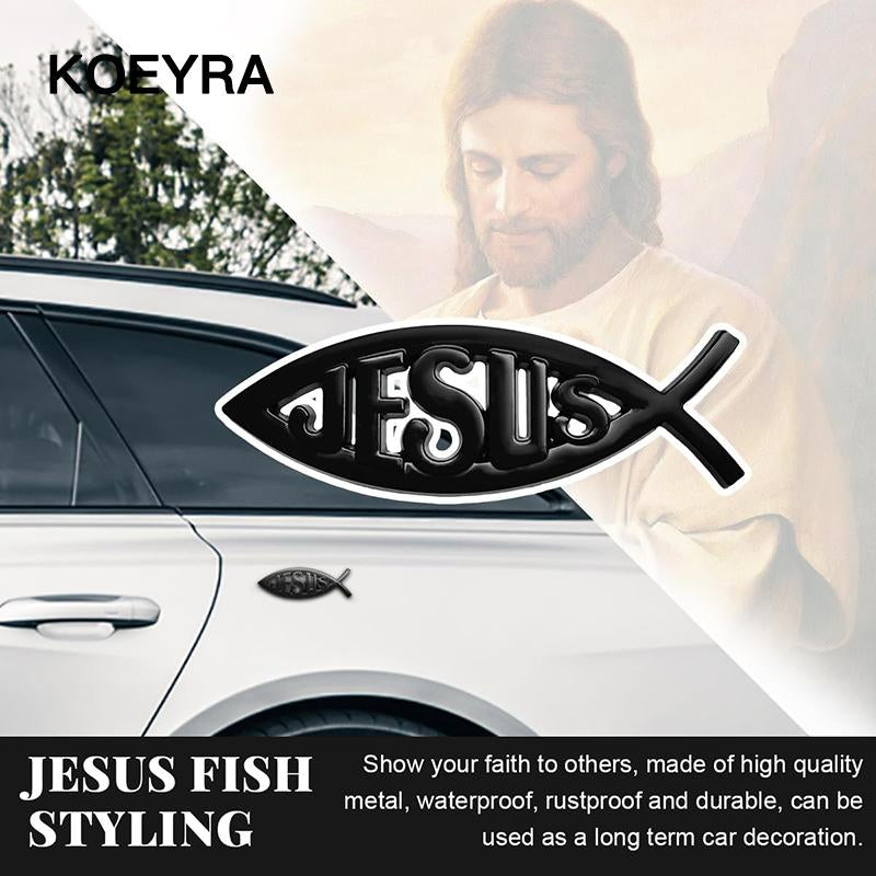 Jesus Fish Decal Car Sticker 3D Chrome Logo Religious God Christ Christian Symbol Perfect Gift for Christians