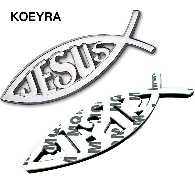 Jesus Fish Decal Car Sticker 3D Chrome Logo Religious God Christ Christian Symbol Perfect Gift for Christians